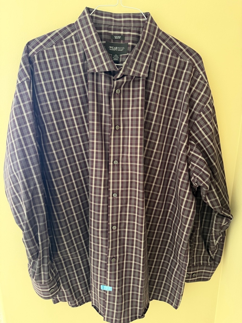 Kenneth Cole Purple & Cream Plaid Button-Down Shirt
